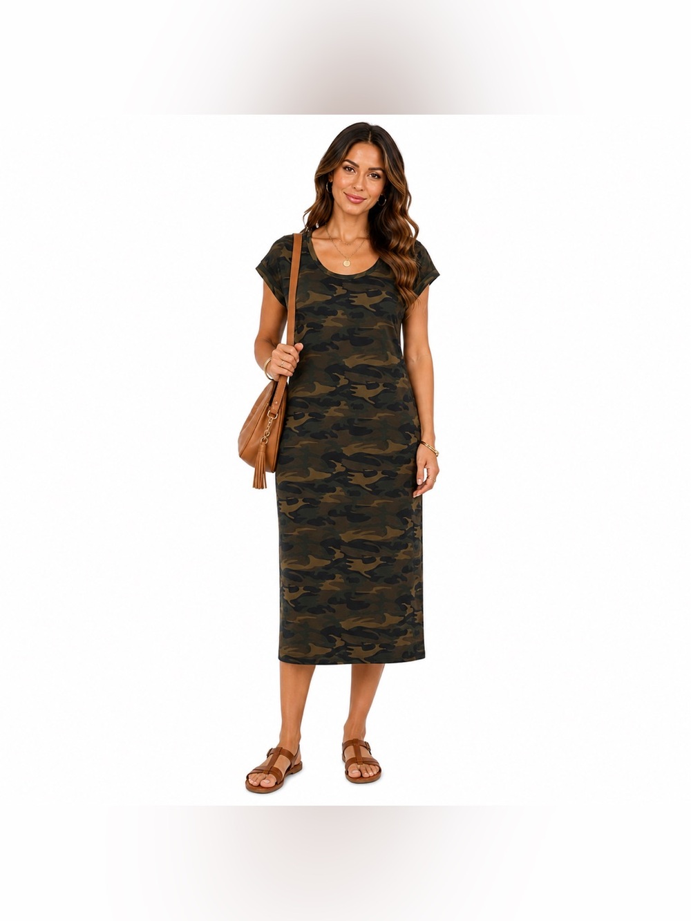 Pinc Camouflage Camo Cap Sleeve Midi Dress Size 2X